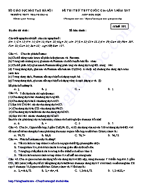 Đề thi thử THPT Quốc gia lần 2 môn Hóa học năm 2017 - Mã đề 002 - Trường THPT Thanh Oai A (Có đáp án)
